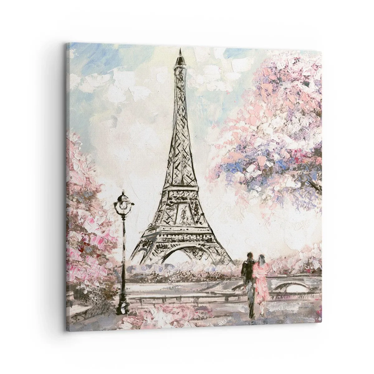 Canvastavla - Bild på duk - Aprilpromenad i Paris - 50x50 cm