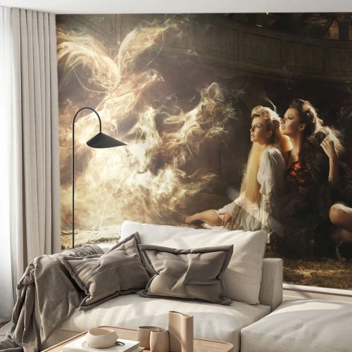 Fototapet Premium Canvas - Och så blev det poesi - Abstraktion, Fågel Fenix, Kvinna - 400x280 cm