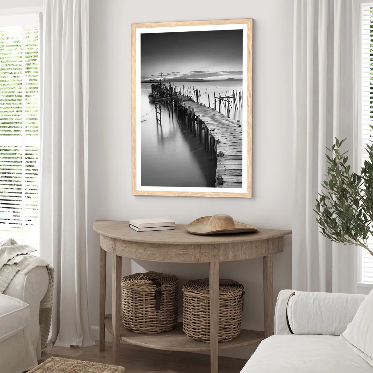 Affisch i ram av ljusek - Den glömda strandens ro - 30x40 cm