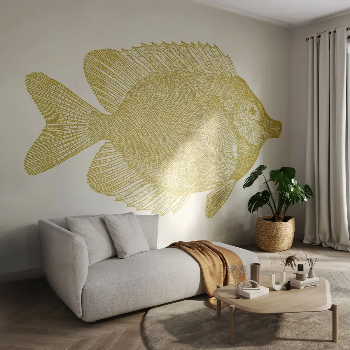 Fototapet Premium Sand - Fisk och det är allt - Fisk, Seaside, Djur - 150x105 cm