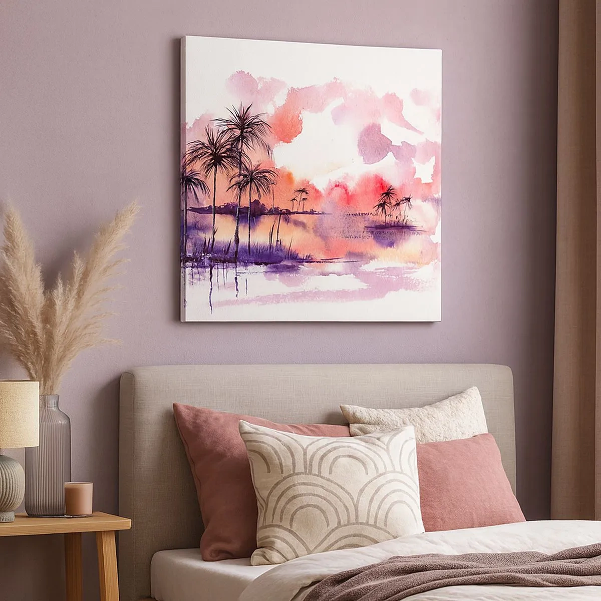 Canvastavla - Bild på duk - Tropikens ro i rött - 30x30 cm