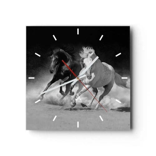 Väggklocka - Klocka på glas - Frihetens galopp - 40x40 cm