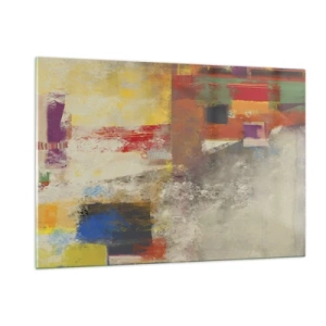 Glastavla - Bild på glas - Färgernas geometri - 120x80 cm
