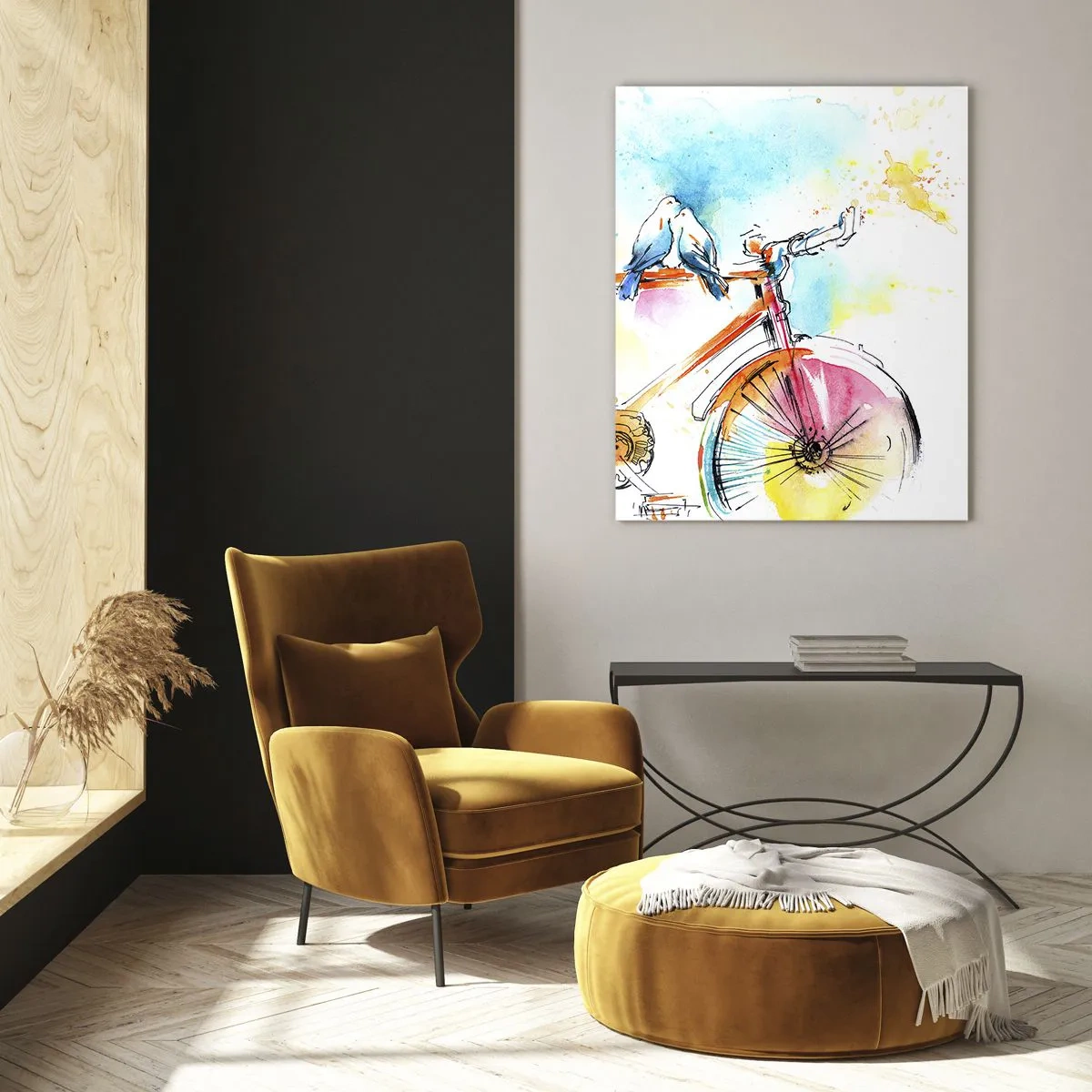 Glastavla - Bild på glas - Två på cykel - 50x70 cm