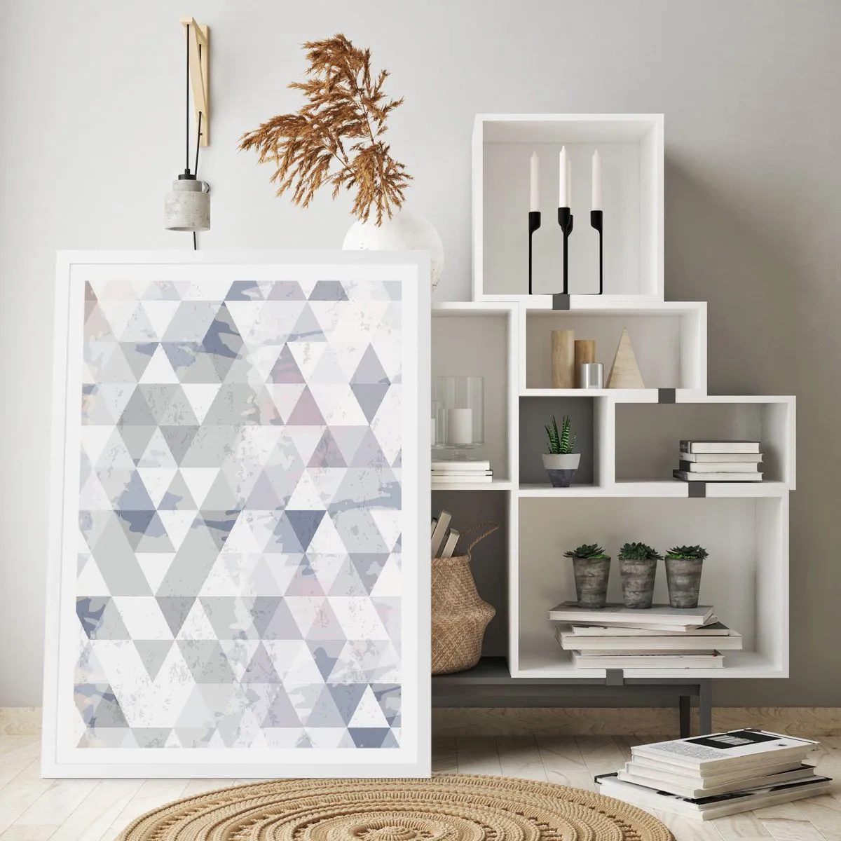 Affisch i vit ram - Trianglar - 61x91 cm
