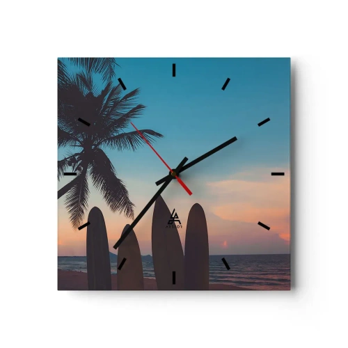 Väggklocka - Klocka på glas - Imorgon blir det också kul - 40x40 cm