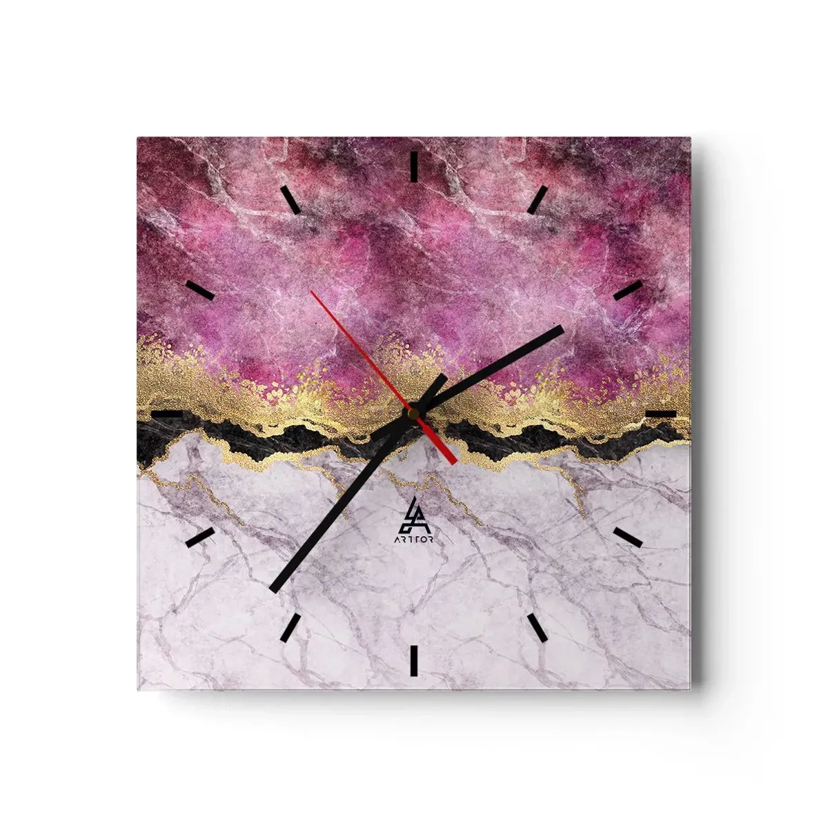 Väggklocka - Klocka på glas - På gränsen - 30x30 cm