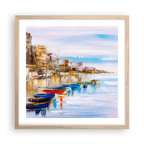 Affisch i ram av ljusek - Flerfärgad urban hamn - 50x50 cm