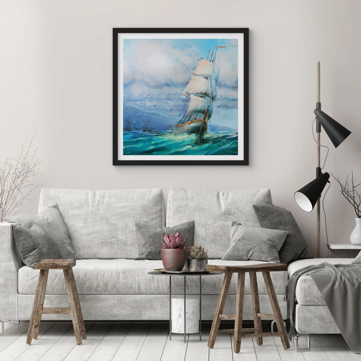 Affisch i svart ram - Goda vindar - 50x50 cm