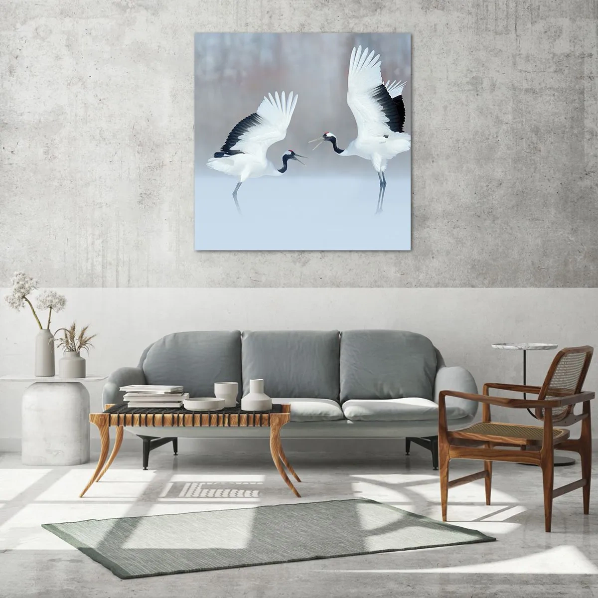 Glastavla - Bild på glas - Dansen i dimman - 40x40 cm