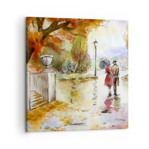 Canvastavla - Bild på duk - Romantisk höst i parken - 50x50 cm