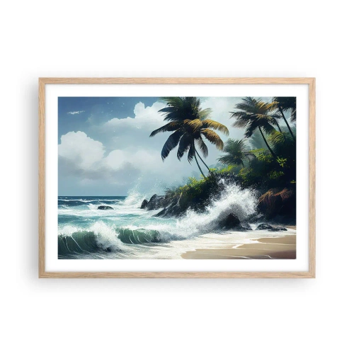 Affisch i ram av ljusek - På en tropisk strand - 70x50 cm