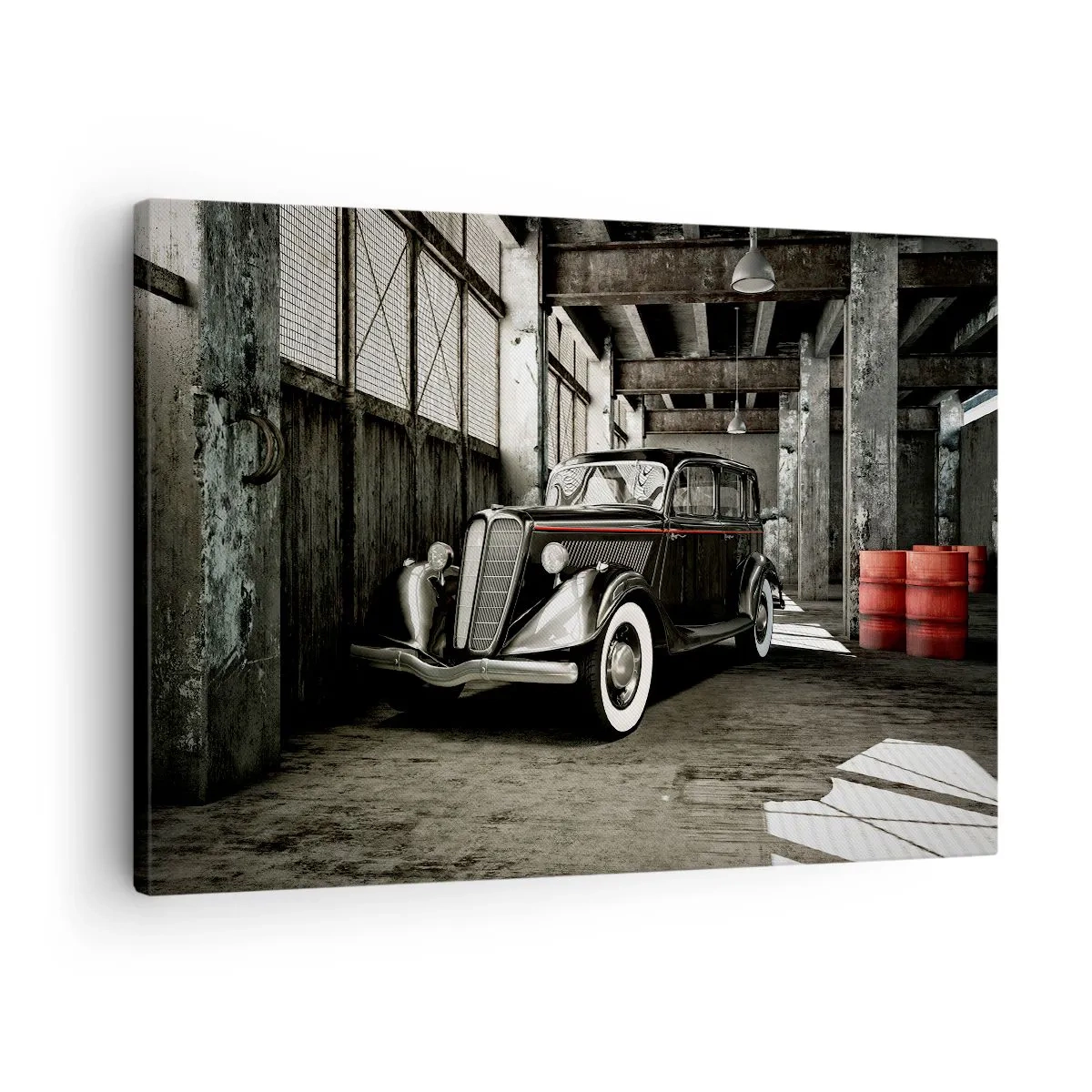 Canvastavla - Bild på duk - Snygg retrobil i ett rålager - 70x50cm - 30-talets tidlösa elegans. - Modern väggdekoration för vardagsrum och sovrum ARTTOR