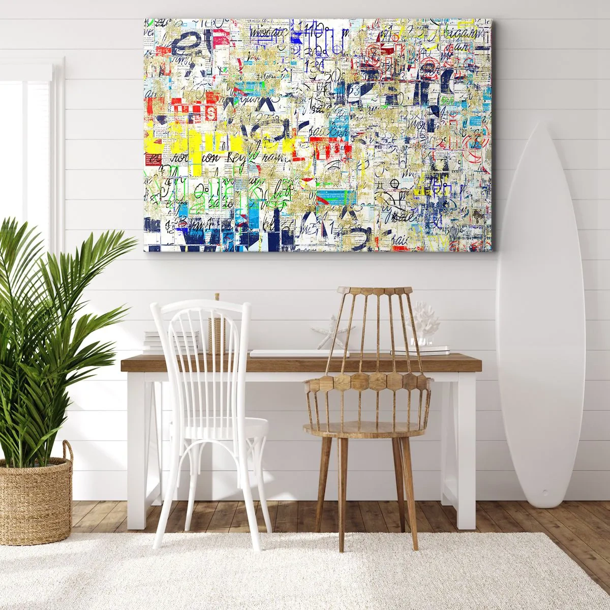 Canvastavla - Bild på duk - Abstrakt graffiti med färgglada inskriptioner och mönster - 70x50cm - Helt enkelt gläder ögonen - Modern väggdekoration för vardagsrum och sovrum ARTTOR