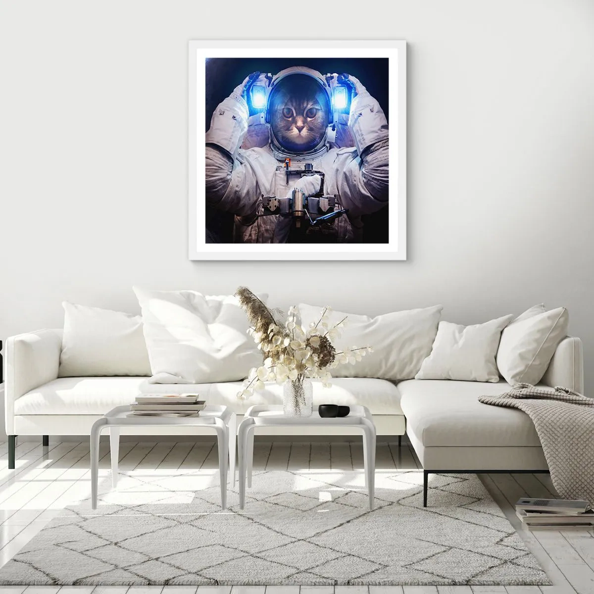 Affisch i vit ram - Houston, ni har problem - 60x60 cm