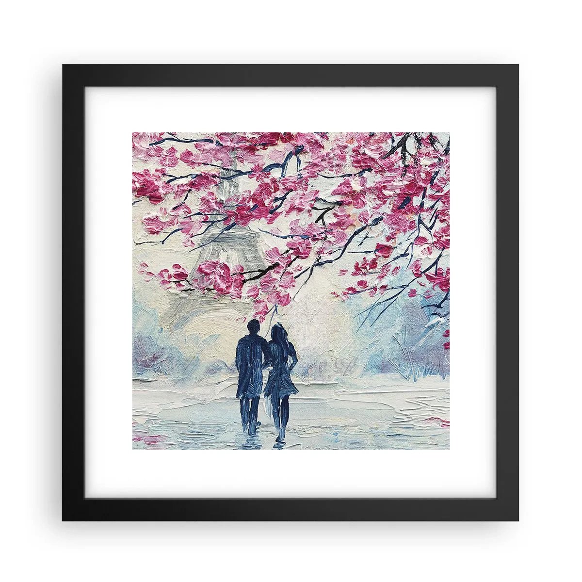 Affisch i svart ram - Romantisk promenad - 30x30 cm