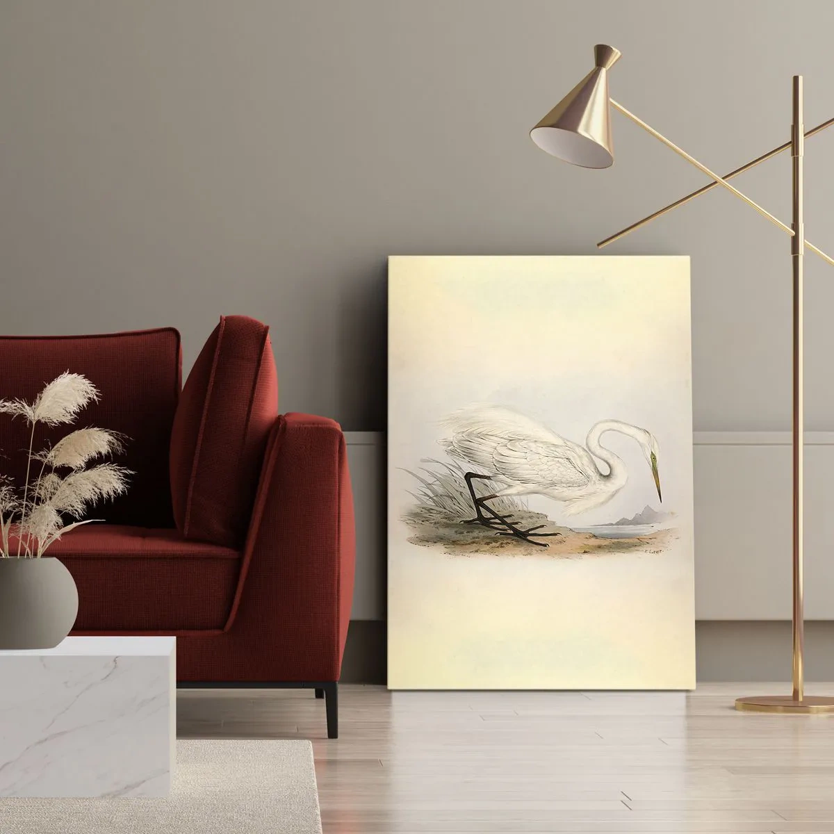 Canvastavla - Bild på duk - En dam i vassen - 45x80 cm