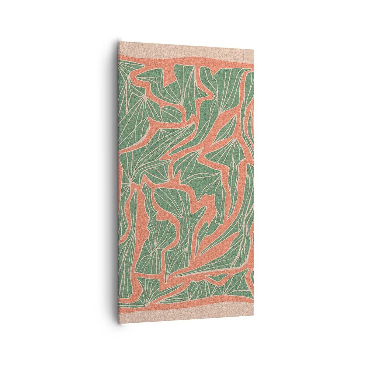 Canvastavla - Bild på duk - En kamp mellan korall och grönt - 65x120 cm