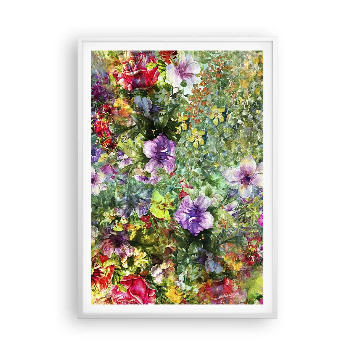 Affisch i vit ram - Ta en dopp i blommorna - 70x100 cm