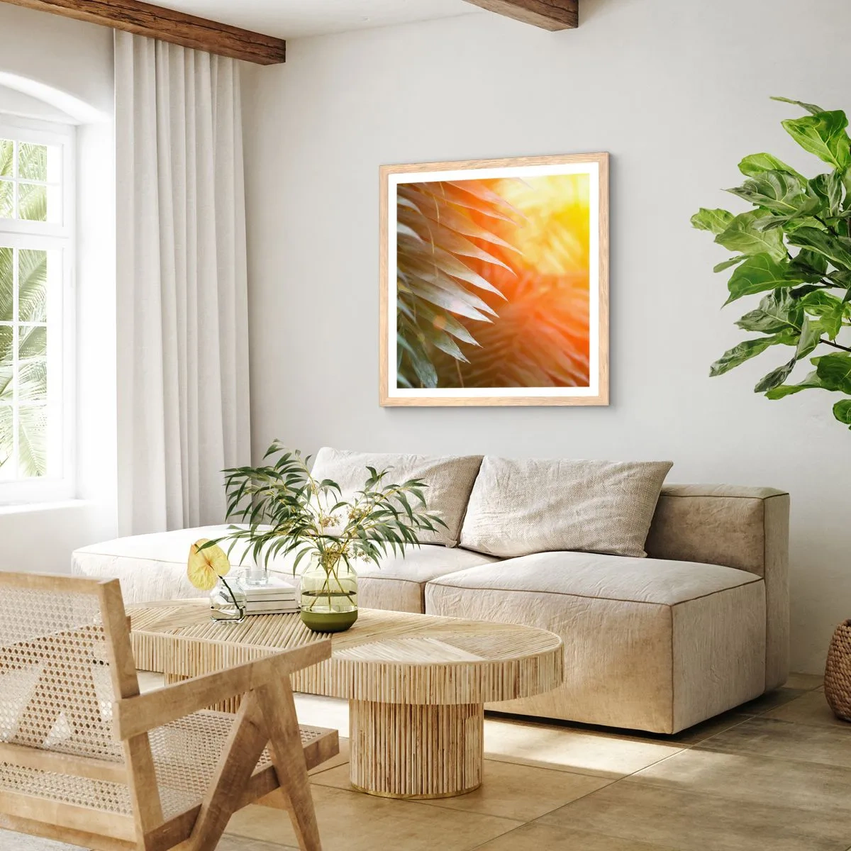 Affisch i ram av ljusek - En morgon i djungeln - 40x40 cm