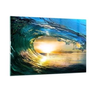 Glastavla - Bild på glas - I smaragd-guld kristall - 120x80 cm