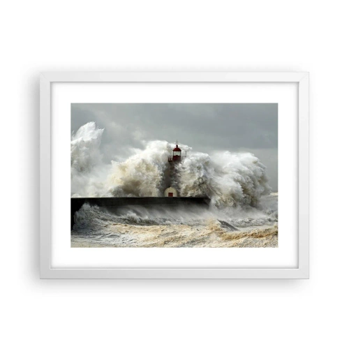 Affisch i vit ram - Havets ilska - 40x30 cm