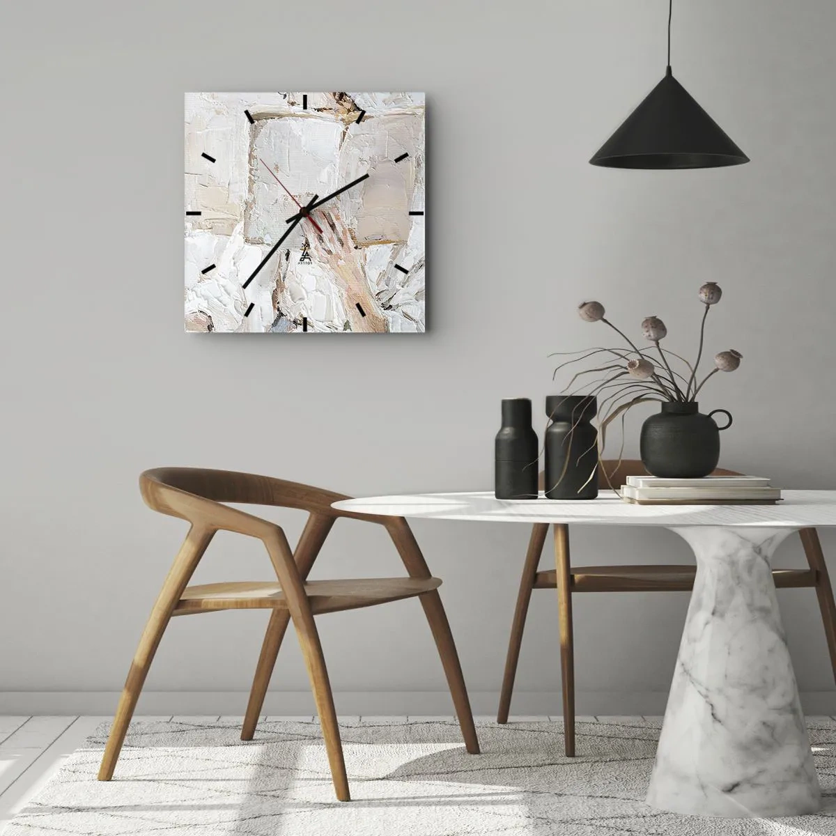 Väggklocka - Klocka på glas - I en annan värld - 40x40 cm