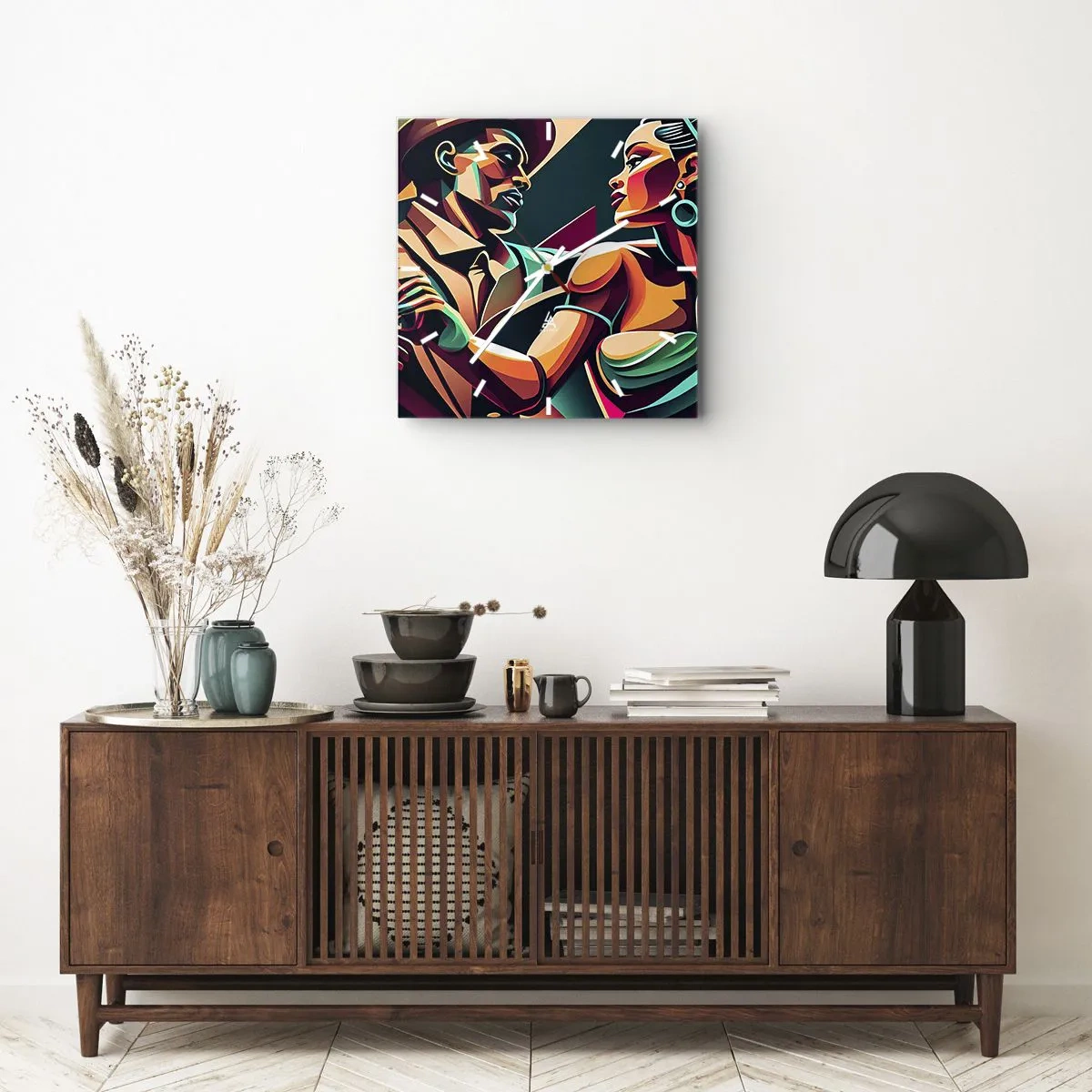 Väggklocka - Klocka på glas - I hjärtats rytm - 40x40 cm