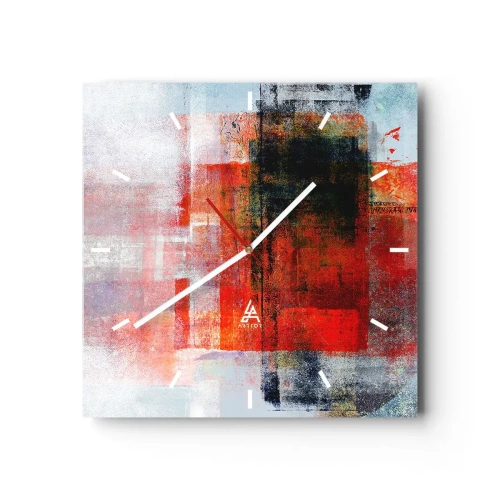 Väggklocka - Klocka på glas - Glödande komposition - 30x30 cm