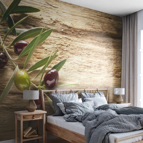 Fototapet Premium Sand - Direkt från naturen - Oliv kvist, Natur, Oliver - 150x105 cm
