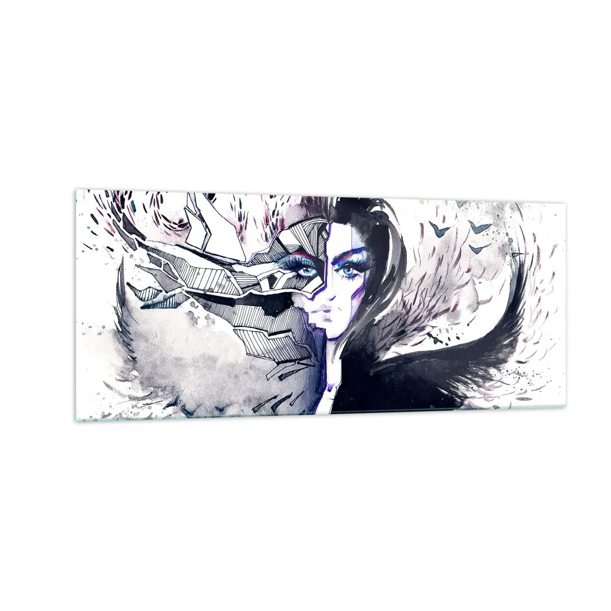 Glastavla - Bild på glas - Demonisk och vacker - 100x40 cm