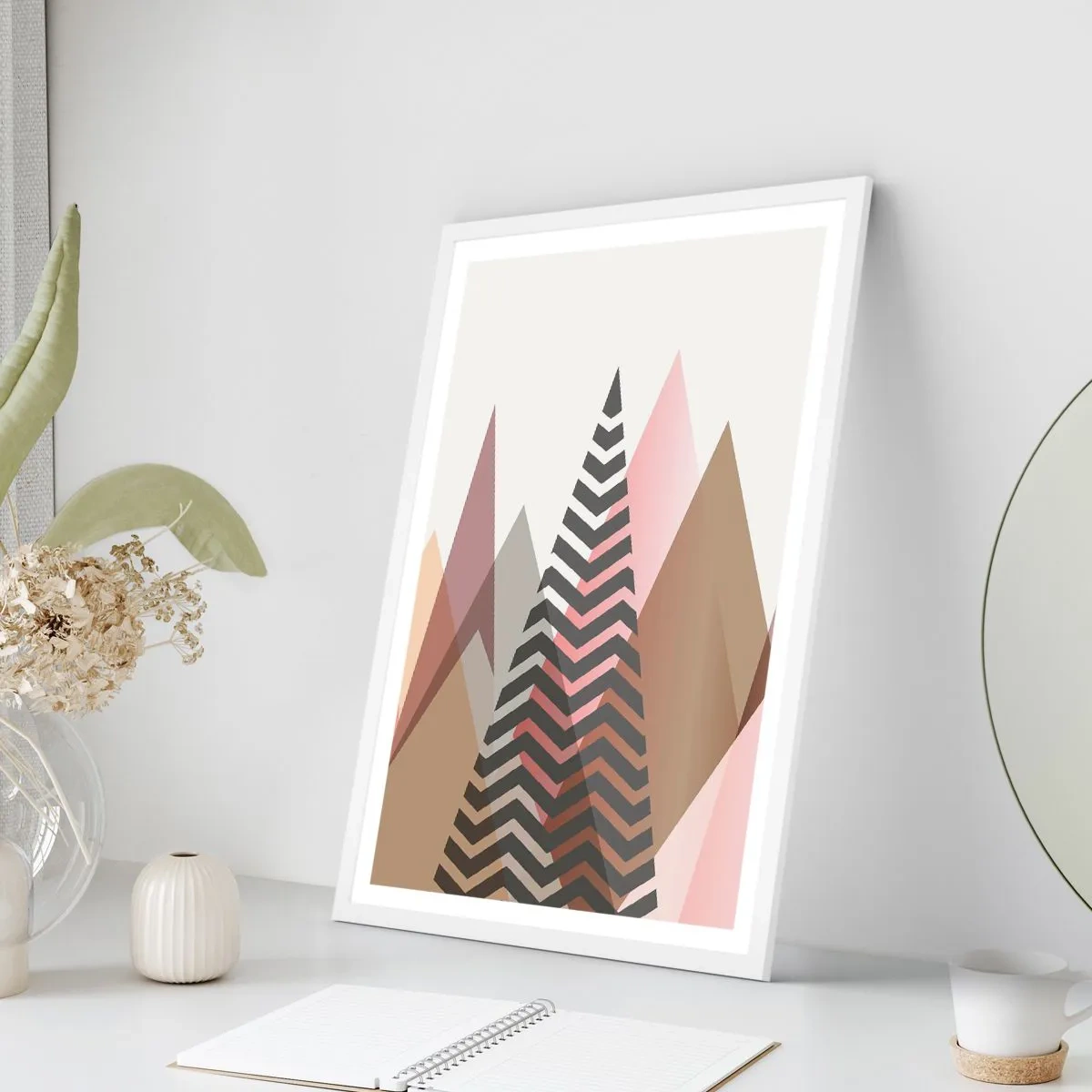 Affisch i vit ram - Utsikt över pyramider - 70x100 cm