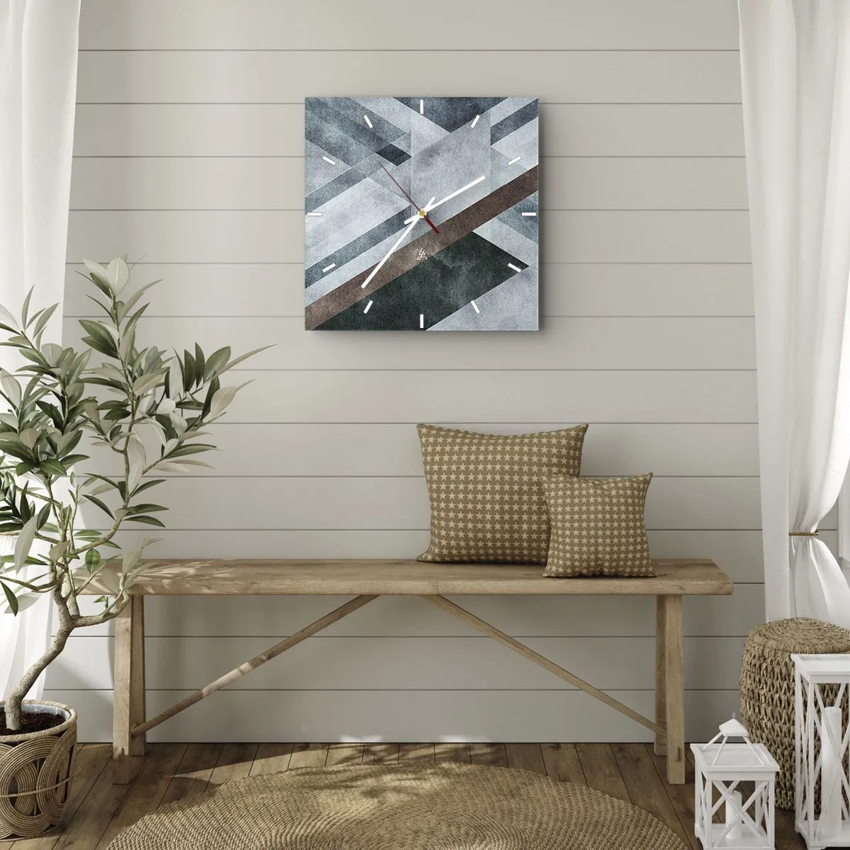 Väggklocka - Klocka på glas - Sofistikerad elegans i geometri - 40x40 cm