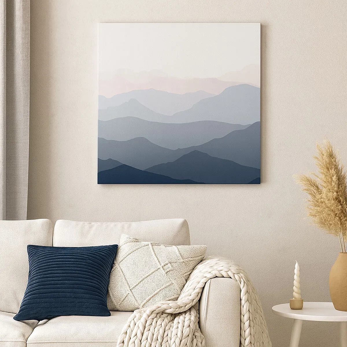 Canvastavla - Bild på duk - Fjällens vågor - 30x30 cm