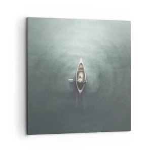 Canvastavla - Bild på duk - Över en månbelyst sjö - 50x50 cm