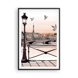 Affisch i svart ram - Över Paris tak - 61x91 cm