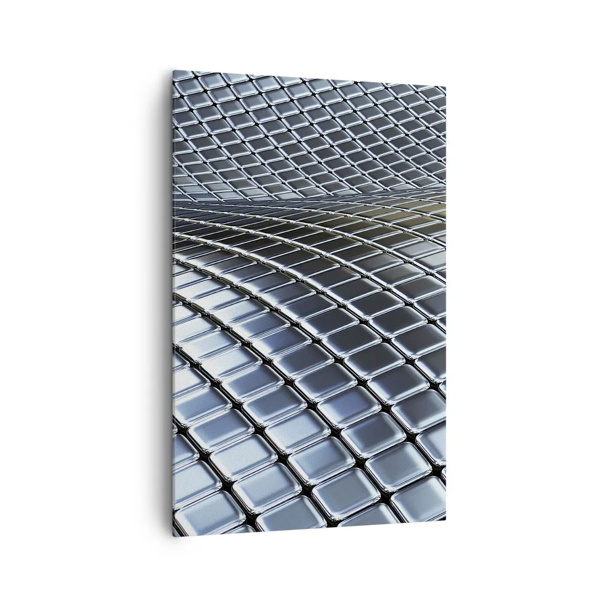 Canvastavla - Bild på duk - Metallisk silver våg - 80x120 cm