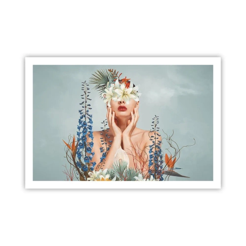 Affisch - Kvinna - blomma - 91x61 cm