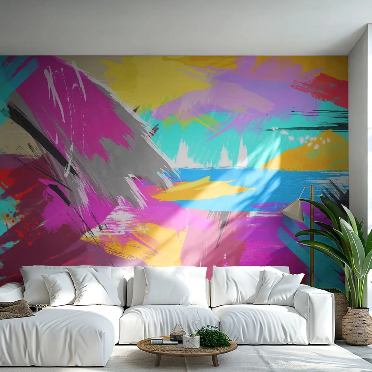 Fototapet Premium Canvas - Stryk, stryk, stryk en gång till - Abstraktion, Bit, Modernt mönster - 300x210 cm