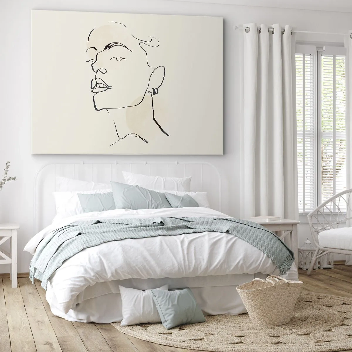 Canvastavla - Bild på duk - Minimalistisk skiss av en kvinnas ansikte - 70x50cm - Stolt blick - Modern väggdekoration för vardagsrum och sovrum ARTTOR