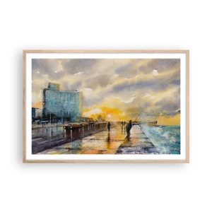 Affisch i ram av ljusek - Livet på stranden - 91x61 cm