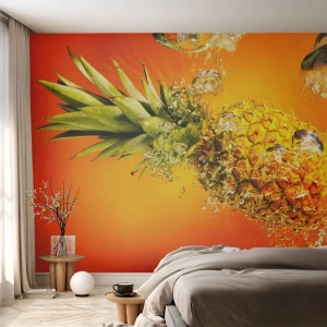 Fototapet Premium Sand - Saftig tropisk fräschhet - Frukt, Ananas, Vatten - 100x70 cm