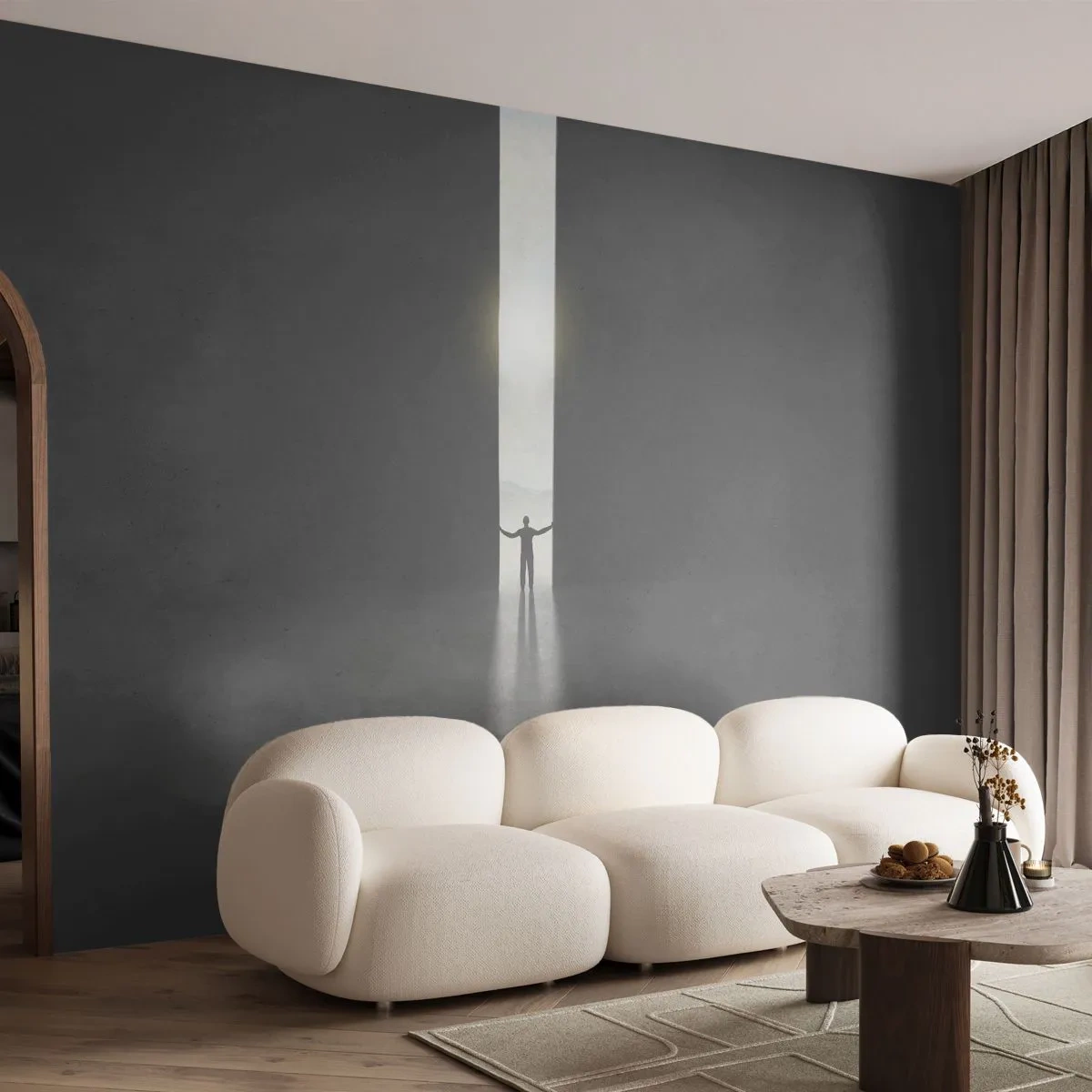 Självhäftande Fototapet Deluxe Sticker - Ett steg mot den ljusa framtiden - Abstraktion, Man, Bit - 250x175 cm