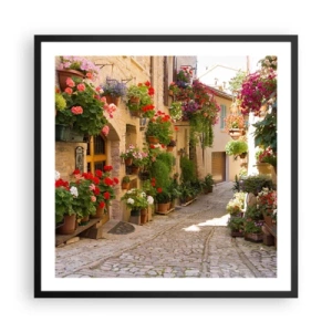 Affisch i svart ram - I blommornas flod - 60x60 cm
