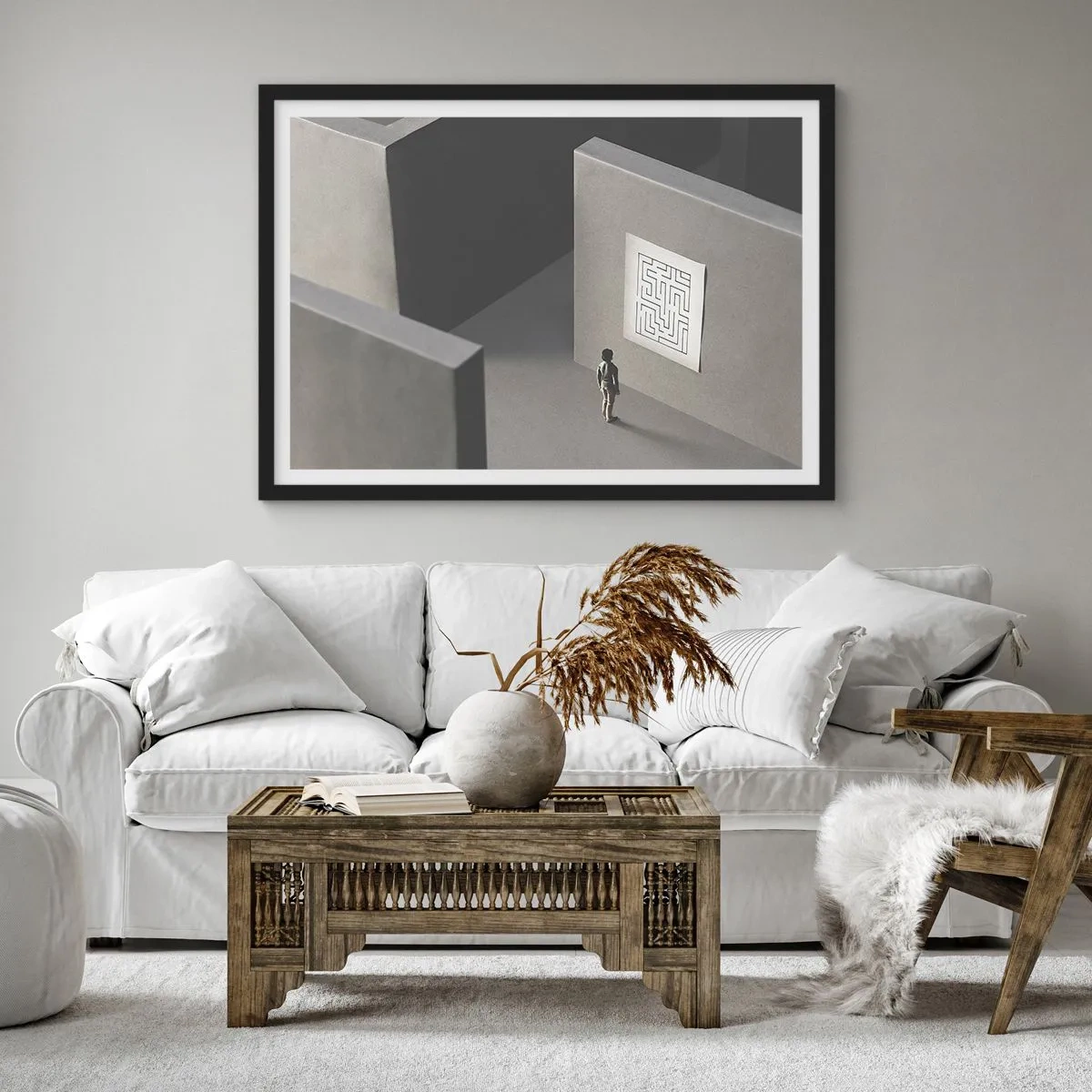 Affisch i svart ram - Men var är jag? - 70x50 cm