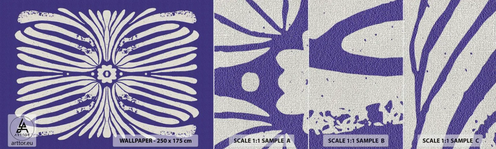 Provbit av fototapet Premium Canvas - Etnisk inspiration - Boho, Botanisk, Bit - 100x30 cm