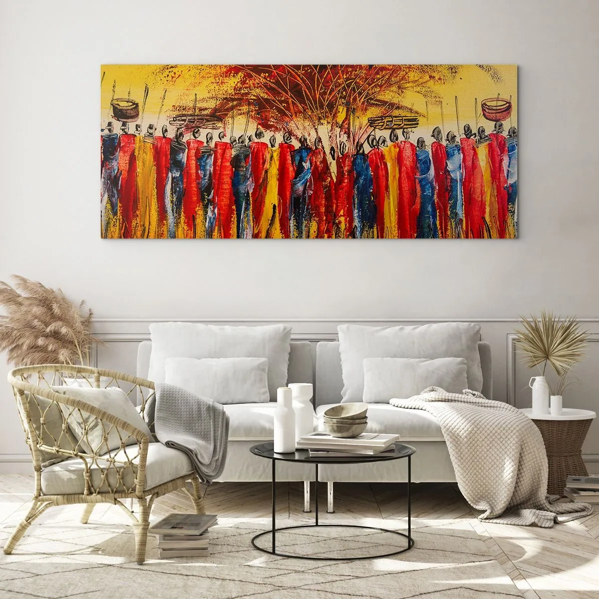 Glastavla - Bild på glas - Dit, dit, dit de går - 100x40 cm