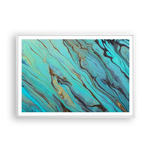 Affisch i vit ram - Turkost tidvatten - 100x70 cm