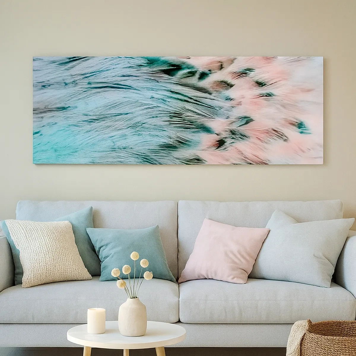 Canvastavla - Bild på duk - Safir-rosa dun - 30x30 cm