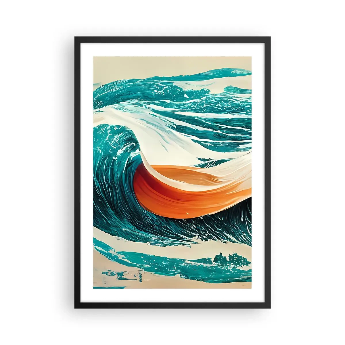 Affisch i svart ram - En dynamisk våg i abstrakta färger - 50x70cm - Surfarens dröm - Modern väggdekoration för vardagsrum och sovrum ARTTOR